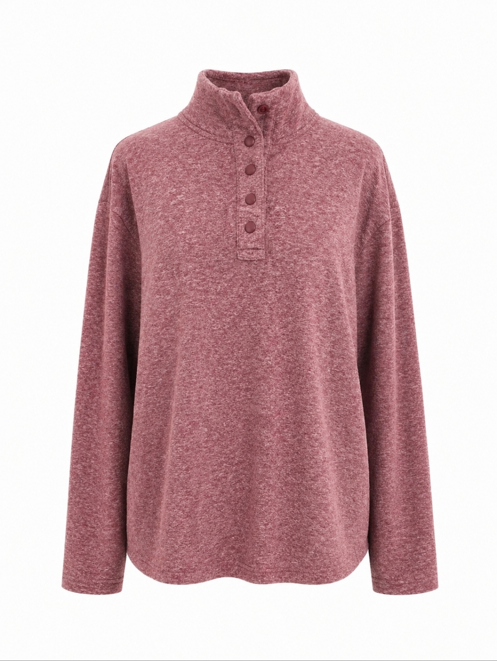 Duluth Trading Co Women Pullover Fleece Burgundy Heather Snap Neck 2XL